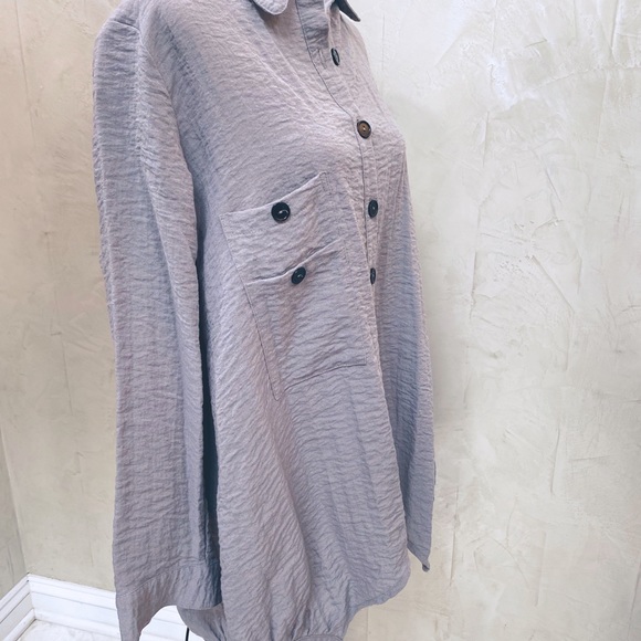 Taupe Moonlight Button Front Shirt - Picture 4 of 4